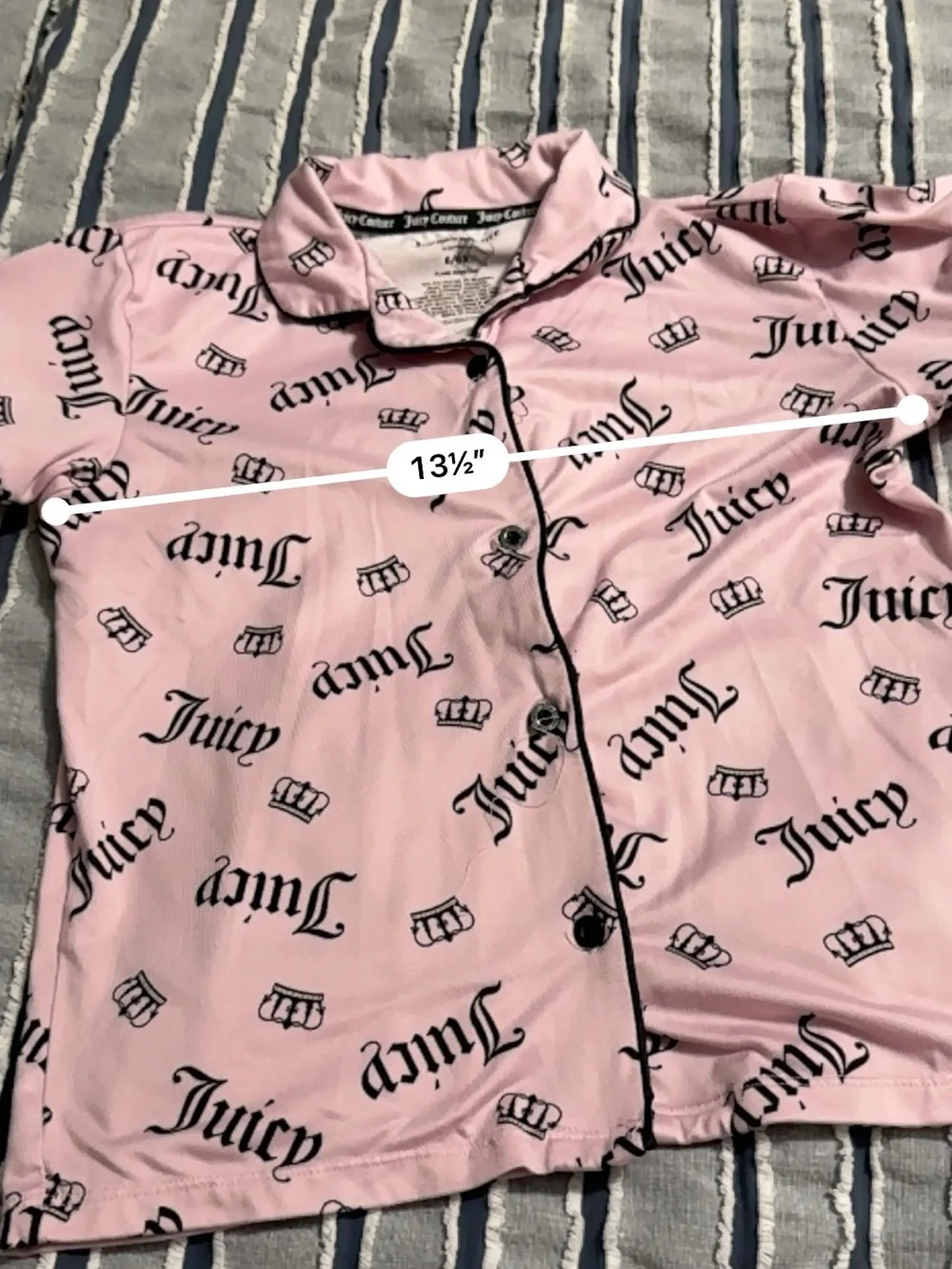 Juicy Couture Girls Pink Logo Print Satin Pajama Set Size 6/6X